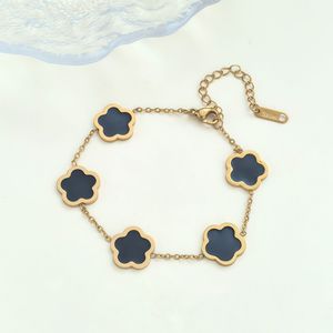 Pulsera de Flor de Cinco Pétalos de Nácar al por Mayor para Mujer, de Acero Inoxidable, Dulce, Elegante, Joyería de Moda, Regalo - Product Image 3