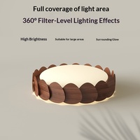 Plafonnier moderne en bois de noyer à grain de bois, protection oculaire, cadre en fer, abat-jour en acrylique, LED haute luminosité CRI 95, garantie 3 ans pour chambre à coucher