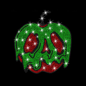 Trasferimento di strass di Halloween con mela avvelenata Bling Hotfix Festival motivo strass trasferimento per i vestiti - Product Image 1