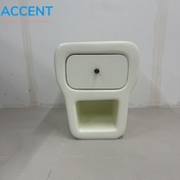 Mesita de Noche Retro Estilo Espacial, Mesa Auxiliar Moldeada en FRP, Mueble Minimalista Color Crema para Dormitorio, Gabinete de Noche para Hotel Boutique, Ideal para Proyectos