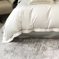 Parure de lit 100 % coton sergé, coton à fibres longues, 4 pièces, housse de couette, drap, taie d'oreiller, antistatique, toutes saisons, luxe