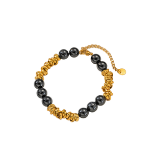 Bracelet Yujin Bohème en Acier Inoxydable Plaqué Or 18K PVD, Anti-ternissement, avec Pierre d'Agate et Chaîne Torsadée Ajustable pour Femme – Usage Quotidien - Product Image 1