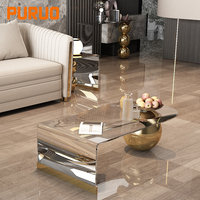 Console de luxe PURUO pour couloir, en métal argenté et doré, avec miroir en verre et acier inoxydable