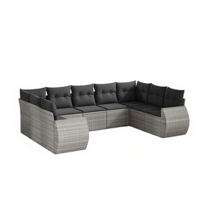 Ensemble de canapés de jardin en polyrotin gris moderne, 6 places, meubles d'extérieur modulaires, design contemporain - Product Image 1