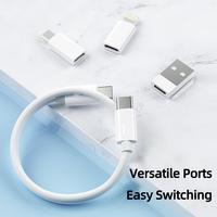 Juego de Cables de Carga y Datos USB Universal 6 en 1 con Espejo, Adaptador de Viaje, Caja de Almacenamiento para Tarjetas y Pin para Teléfono Móvil