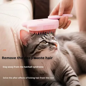 人気沸騰中 ペット用スプレーブラシ ワンボタンスプレーブラシ 毛取り 猫と犬の毛の飛散防止 電動ペットグルーミングコーム - Product Image 4