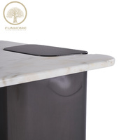 Table basse en marbre naturel moderne de luxe avec base en acier inoxydable pour salon et hôtel