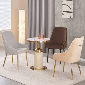 Chaise de salle à manger de luxe de style italien, design minimaliste moderne, <span class=keywords><strong>cadre</strong></span> en acier nordique, chaise de restaurant haut de gamme avec dossier - Product Image 2