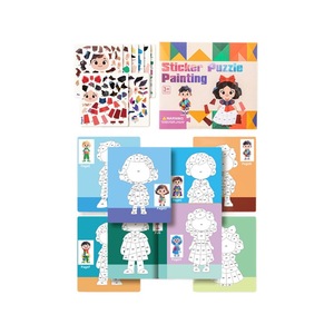 Rompecabezas de pegatinas, juguete de papel para pintar para niños mayores de 3 años, libro de actividades educativas con personajes y edificios - Product Image 5