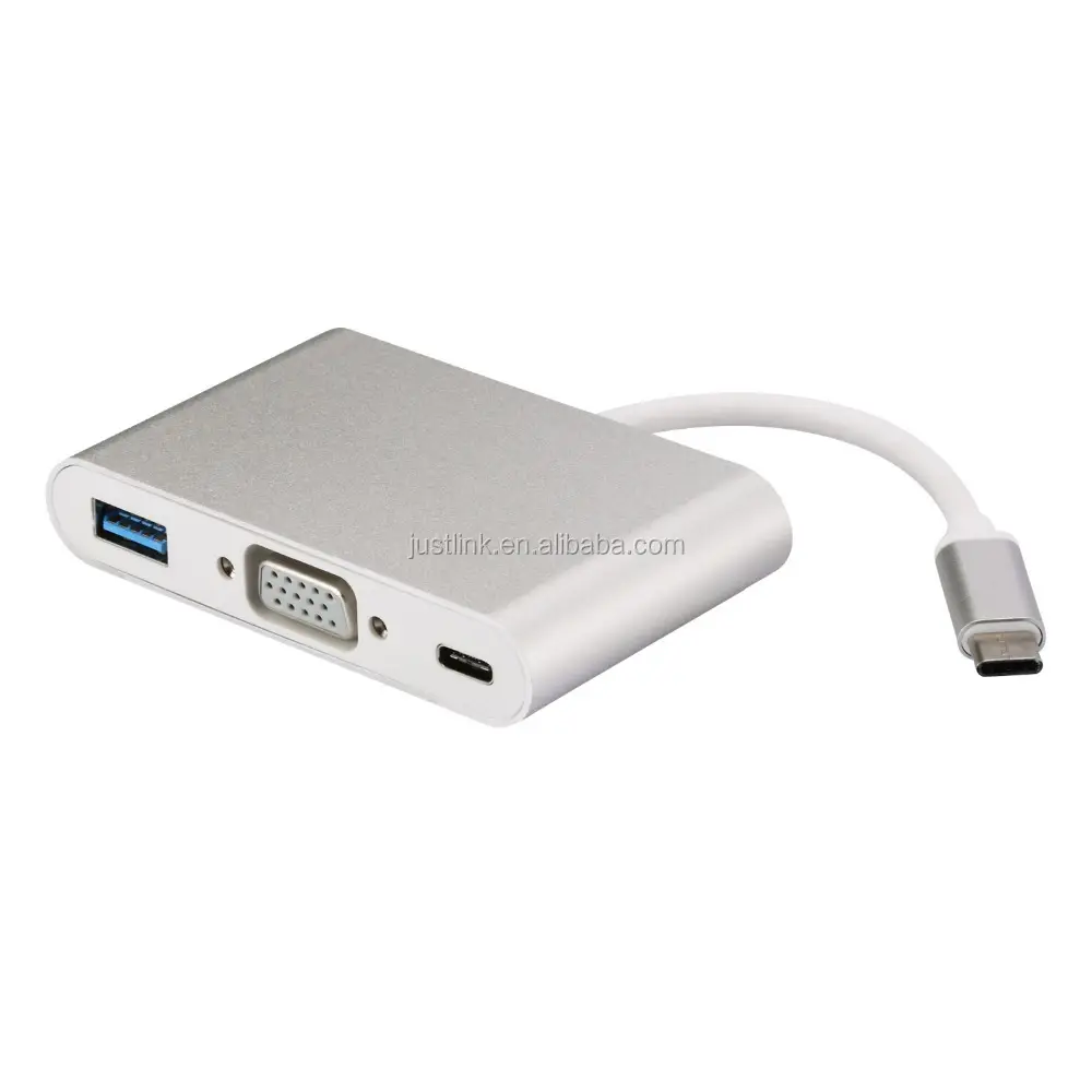 USB C Adapter Hub Type C USB 3.1 to VGA USB3.0 Cable Multiport Digital AV Adapter with Type C PD