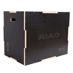 Phòng tập thể dục thiết bị gỗ Plyo hộp điện đào tạo đen bằng gỗ plyometric nhảy hộp
