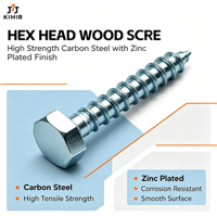 Vis à bois à tête hexagonale à embase DIN 571 en acier inoxydable 304/316, zinguées/noires, pour fixation de la construction en bois