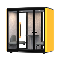 Cabine de bureau modulaire moderne Comine, structure en alliage d'aluminium, insonorisation acoustique, verre trempé 6 mm, LED, pour hôtel et salon