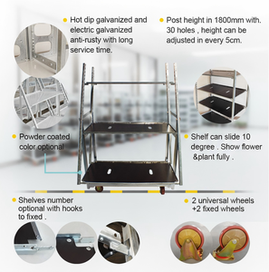 Chariot à fleurs hollandais à 3 niveaux en contreplaqué avec roues en PP, chariot à main électro-galvanisé pour le transport de plantes, chariot de pépinière - Vente <span class=keywords><strong>chaude</strong></span> - Product Image 3