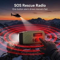 Radio Multibanda para el Hogar con Manivela, Banco de Energía, Linterna IPX3, Alerta SOS, Radio Satelital Global de Supervivencia para Camping