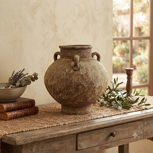 RXGC01-A Pot <span class=keywords><strong>en</strong></span> céramique terracotta rustique vieilli à trois poignées, vase vintage texturé brut style Wabi-Sabi - Product Image 5