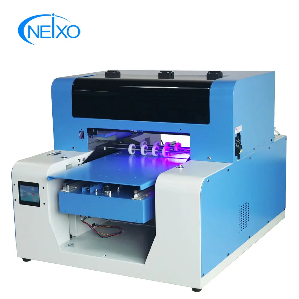 Máquina de impresión de cama plana uv, tamaño A3, para botella o cilindro, productos con rotativo