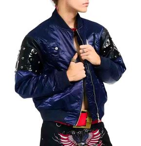 Blousons Anorak et Manteaux Bomber pour Hommes, Coupe Oversize Vintage, Hiver, Coupe-Vent, Épais, Entièrement Zippés, en Nylon Satiné Matelassé, Style Boxy et Rembourré - Product Image 3