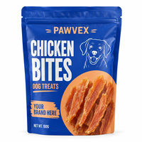 Sachet d'emballage imprimé sur mesure, pochette verticale refermable avec fermeture éclair pour friandises pour chiens, snacks pour animaux, viande séchée de poulet, marque privée