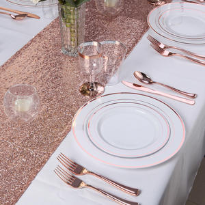 De Lujo desechables conjunto de plástico de cena de boda fiesta vajilla conjunto venta al por mayor de alta calidad placa de plástico - Product Image 5