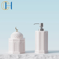 Pot à bougie en béton C&H Ramadan Islam Musulman, récipient à bougie de prière, pot en ciment de mosquée arabe avec couvercle