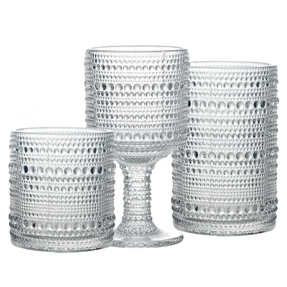 Mécanisme de style moderne minimaliste stocké gobelet à eau verre en relief verre à boisson transparent gobelet en verre coloré pour mariage