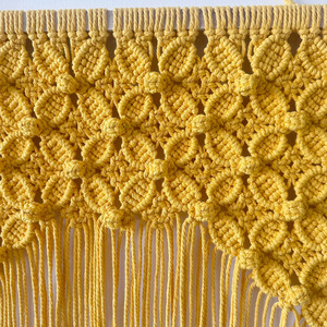 Décoration murale tissée à la main de style Zhxs, ornements suspendus à pompons jaunes chauds, pas besoin de percer, <span class=keywords><strong>tapisserie</strong></span> de fond - Product Image 3
