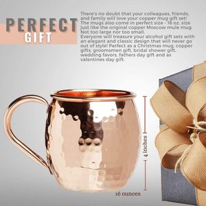 Taza de regalo de barril de estilo americano de acero inoxidable Chapado en cobre martillado de 16 <span class=keywords><strong>oz</strong></span> con empuñadura y pajita para mulas de Moscú - Product Image 3