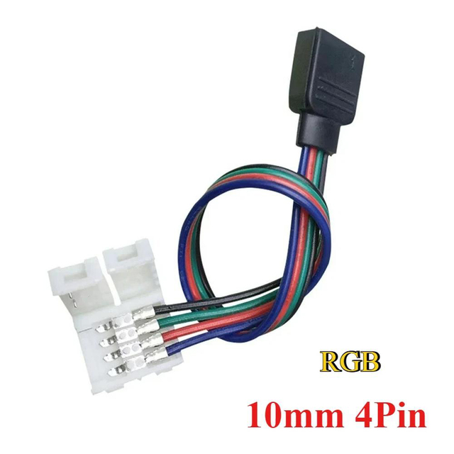 5PCS 5050 RGB 4Pin LED Strip Light Connectors Strip To Power Adaptor 4 Conductor 10mm Wide Connector