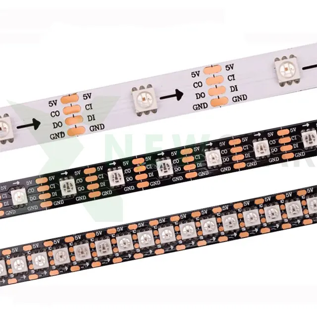 Tira de luces led RGB de alta PWM NS107S, Flexible, direccionable, doble transmisión de datos, DC5V, 30/60/144 Led/m