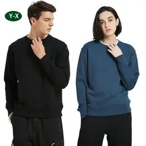 Felpa con cappuccio <span class=keywords><strong>nera</strong></span> semplice alla moda Y-X felpa con Logo personalizzato felpa Pullover di alta qualità senza cappuccio - Product Image 1
