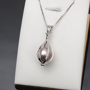 Colgante de Plata S925, 10-12 mm, Cuentas No Porosas, Colgante de Jaula de Pájaros, Accesorios de Perlas para Mujer, Semi-Acabado, Nuevo 821 - Product Image 3