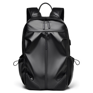 Laptop <b>Backpack</b> <b>Waterproof</b> Lightweight 15 Inch Business Travel Black Solid Color Coating Polyester Lining - Product Image 1
