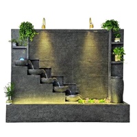 BN2381 Fontaine murale d'intérieur en résine synthétique grande taille, effet roche, installation autocollante, taille personnalisable, vente en gros
