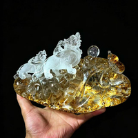 Statue sculptée en quartz jaune naturel, dragon chinois, phénix, Qilin, cristal de guérison, ornement pour la décoration de la maison, du bureau ou de la villa
