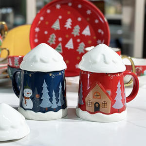 Nouvelles tasses en céramique mignonnes de Noël 2025, tasses à eau pour la maison, tasses de bureau avec couvercles - Product Image 3