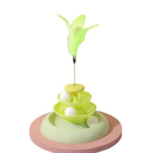 <b>Cat</b> Spinner <b>Toy</b> With Feather And Balls Plastic Self Entertaining <b>Interactive</b> Pet <b>Cat</b> Playset For Indoor <b>Cats</b> Boredom Buster - Product Image 5
