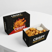 Boîte à emporter personnalisée en carton blanc et noir, résistante à la graisse, de qualité alimentaire, pour nuggets de poulet frit et frites