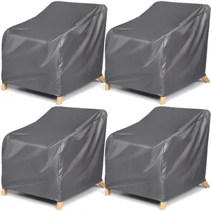 Black Oxford Fabric Chair Cover Waterproof Outdoor Furniture Protection from Sun and Dust for Garden Use