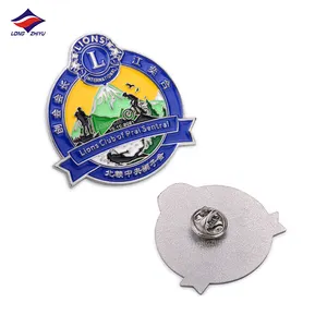 Longzhiyu 17 years metal crafts wholesale manufacturer custom lion badge pin club customized enamel metal logo pins