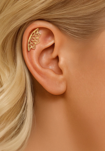 Piercing plat en une seule pièce en argent sterling S925 plaqué or 18 carats avec zircon, motif lotus creux, pour cartilage et hélix, 16G - Product Image 5