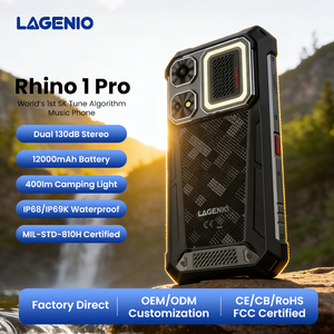 Premier téléphone musical robuste au monde avec algorithme SK Tune, Rhino1 Pro, double lumière de camping 130 dB, 12000 mAh, GSM/LTE, IP68, 120 Hz, LAGENIO - Product Image 1
