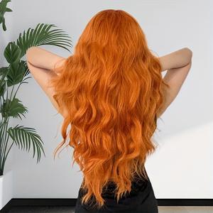Perruque de style européen et américain pour femme, sexy, avec frange orange désordonnée, <span class=keywords><strong>cheveux</strong></span> synthétiques bouclés longs et ondulés, volumineuse, polyvalente, pour usage quotidien et cosplay - Product Image 5