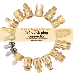 Brass 1/4 Quick Connector Quick Release Fittings Connect Pressure Clean