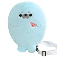 Peluche personnalisée en forme de phoque, sac en peluche, animal en peluche, couverture réconfortante, rembourrage en coton PP, design brodé pour jouet d'anniversaire