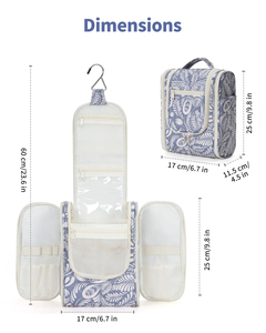 Bolsa <span class=keywords><strong>de</strong></span> Aseo Colgante Azul <span class=keywords><strong>con</strong></span> Diseño <span class=keywords><strong>de</strong></span> Hojas para Viaje, para Mujeres y Hombres, Bolsa <span class=keywords><strong>de</strong></span> <span class=keywords><strong>Maquillaje</strong></span>, Organizador para Baño y Ducha - Product Image 5