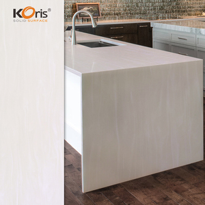 Surface solide en acrylique texture marbre blanc au design moderne Koris pour armoires d'îlot de cuisine éviers de cuisine - Product Image 2