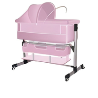 Lit bébé pliable portable, berceau cododo réglable en hauteur avec moustiquaire complète pour nouveau-nés et panier de rangement