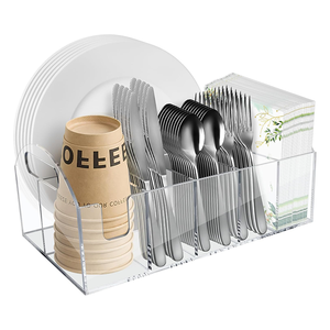 Boîte <span class=keywords><strong>de</strong></span> rangement en acrylique pour assiettes, tasses, serviettes, collations et couverts, idéale pour les réunions <span class=keywords><strong>de</strong></span> famille - Product Image 1