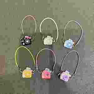 Mini Model Resin Pendant Cute <b>Cartoon</b> Camera-shaped/Guitar Keychain Colorful Lanyard Key <b>Ring</b> Charm Gift Accessories - Product Image 2